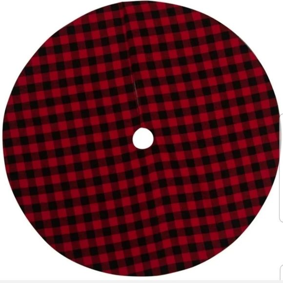 48" Buffalo Plaid Tree Skirt Red, Black, New without tags, Tie Closure - Picture 3 of 8